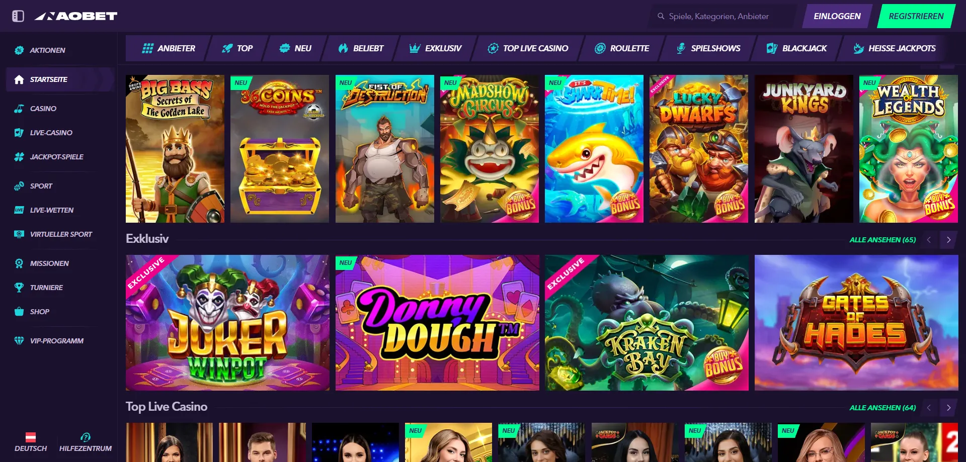 NaoBet Casino Spieleübersicht – Slots, Tischspiele und Live Casino